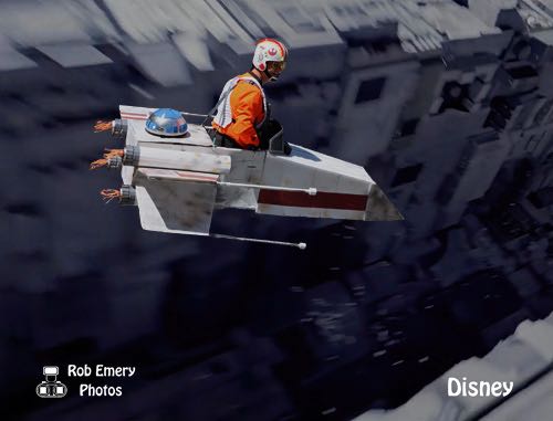 X-wing attempts a trench run on the Death Star